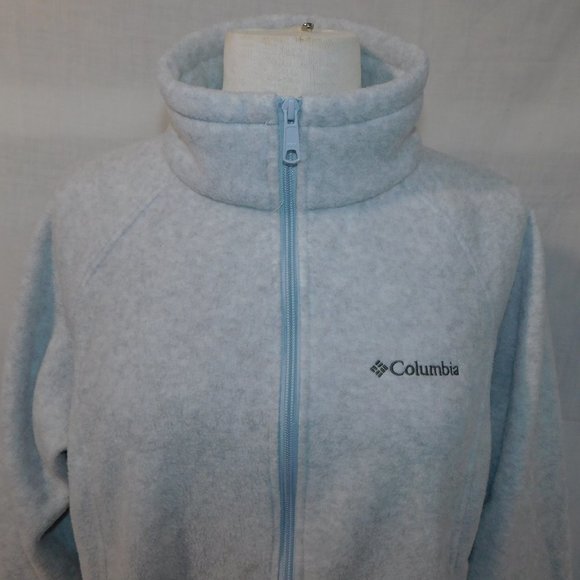 Columbia Womens XL Benton Springs Full Zip Light Gray Fleece jacket high neck - Picture 2 of 11